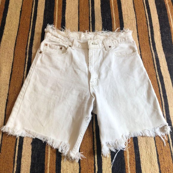 Levi's Pants - Vintage Distressed White Levi’s Cutoff DIY Shorts